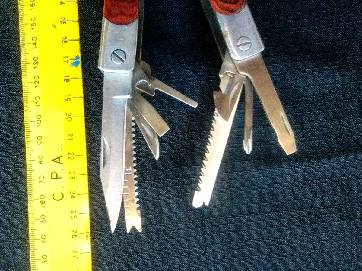 Stainless Steel Multifunction Pliers Dubble Sided Wood Inset Handles Multi Tool