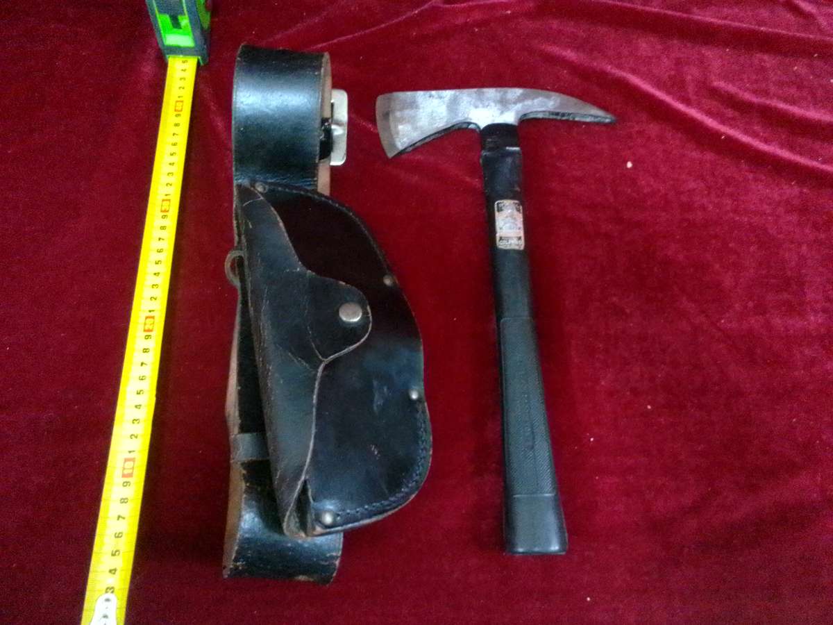 Vintage British W.Gilphin Fireman Axe with Leather Belt and Holder