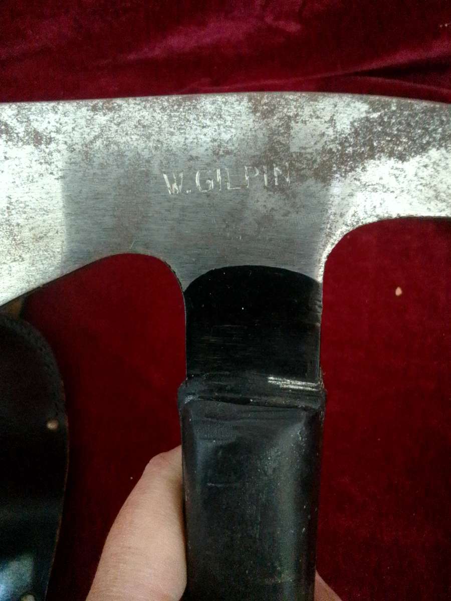 Vintage British W.Gilphin Fireman Axe with Leather Belt and Holder