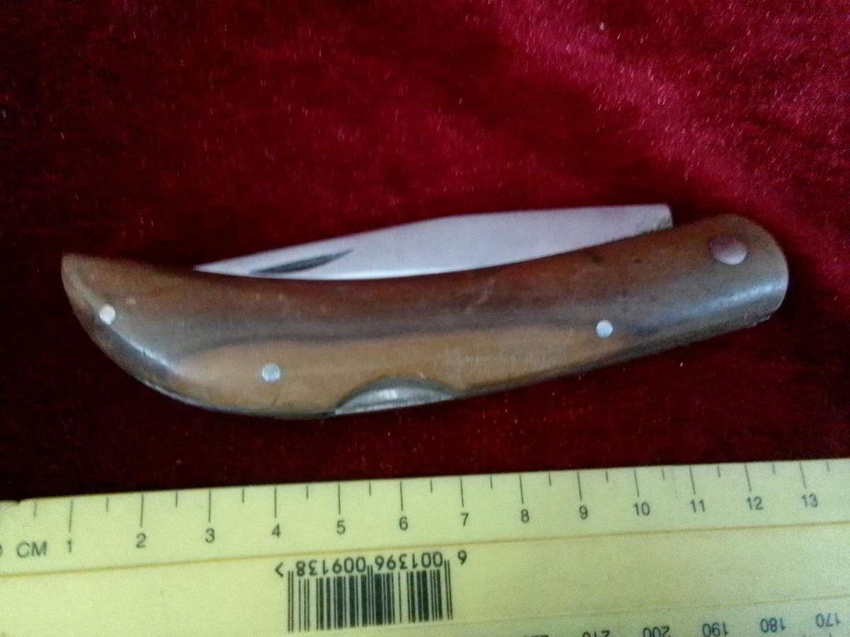 Vintage Stunning Stainless Steel Single Blade Folding Pocket Knife With Wooden Handle-Good Condition