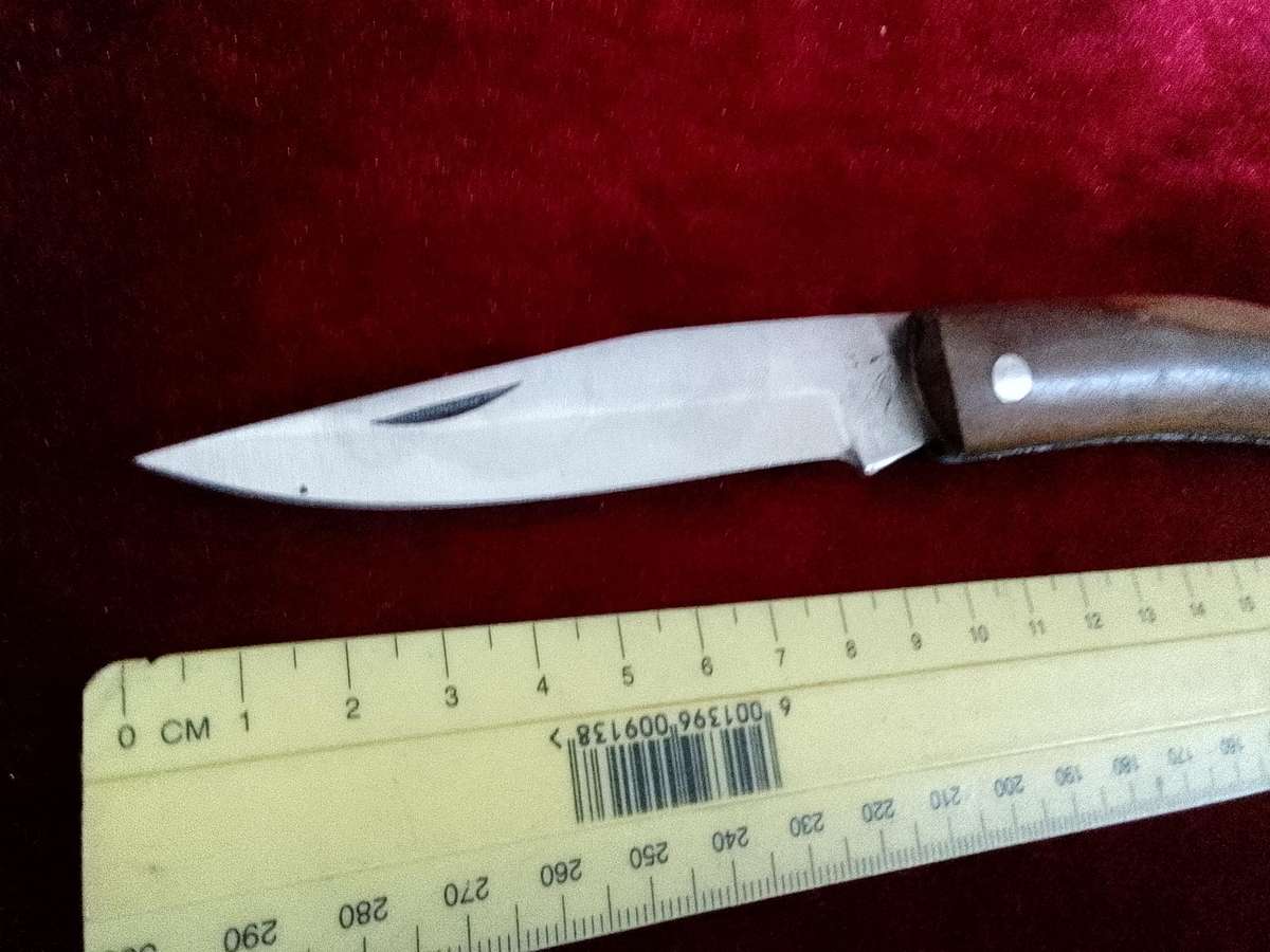 Vintage Stunning Stainless Steel Single Blade Folding Pocket Knife With Wooden Handle-Good Condition