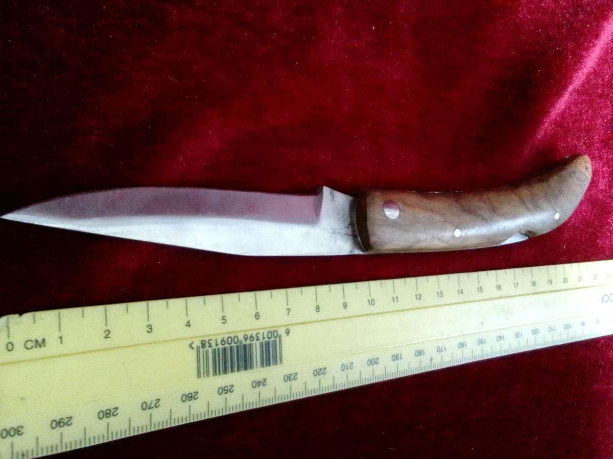 Vintage Stunning Stainless Steel Single Blade Folding Pocket Knife With Wooden Handle-Good Condition