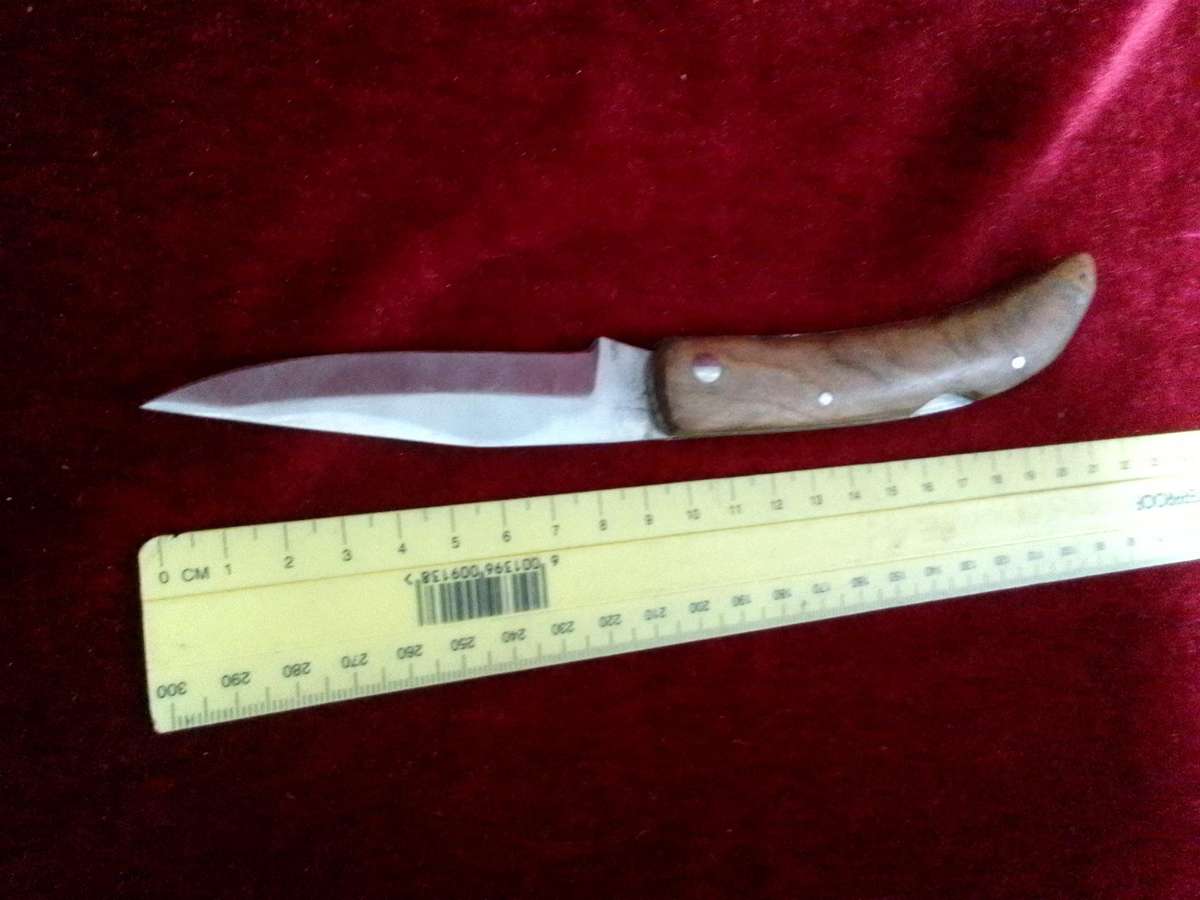 Vintage Stunning Stainless Steel Single Blade Folding Pocket Knife With Wooden Handle-Good Condition