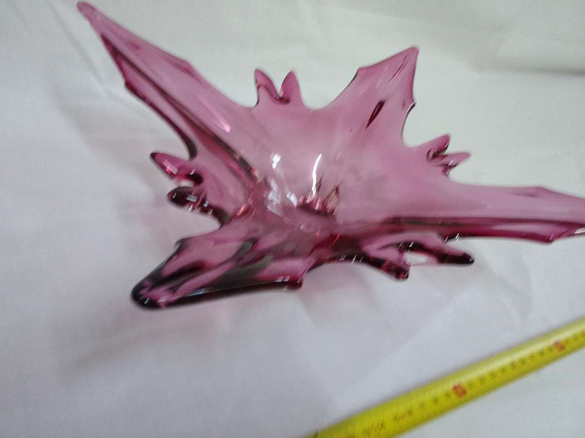 Beautiful Vintage Red And Amber Murano Contemporary Glass Decorative Centerpiece Bowl-Good Condition