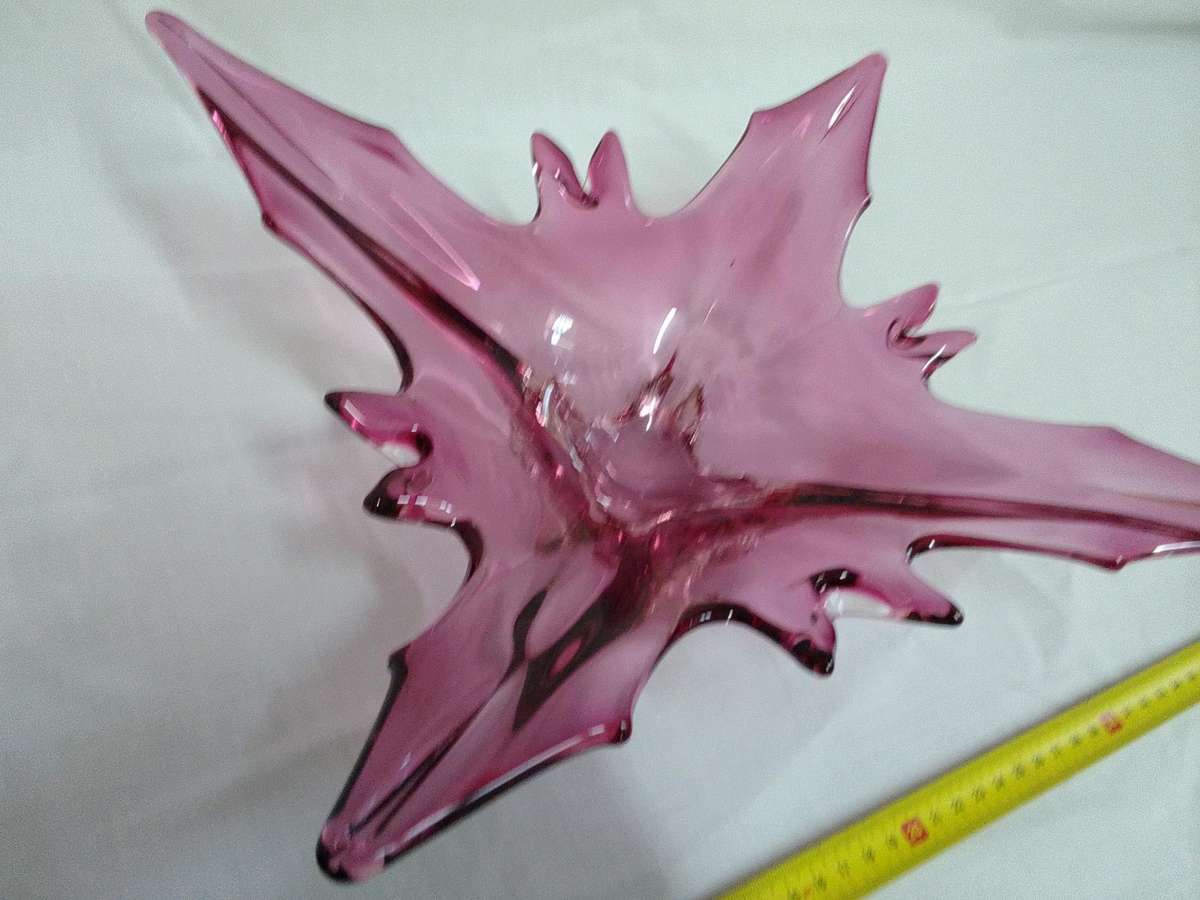 Beautiful Vintage Red And Amber Murano Contemporary Glass Decorative Centerpiece Bowl-Good Condition