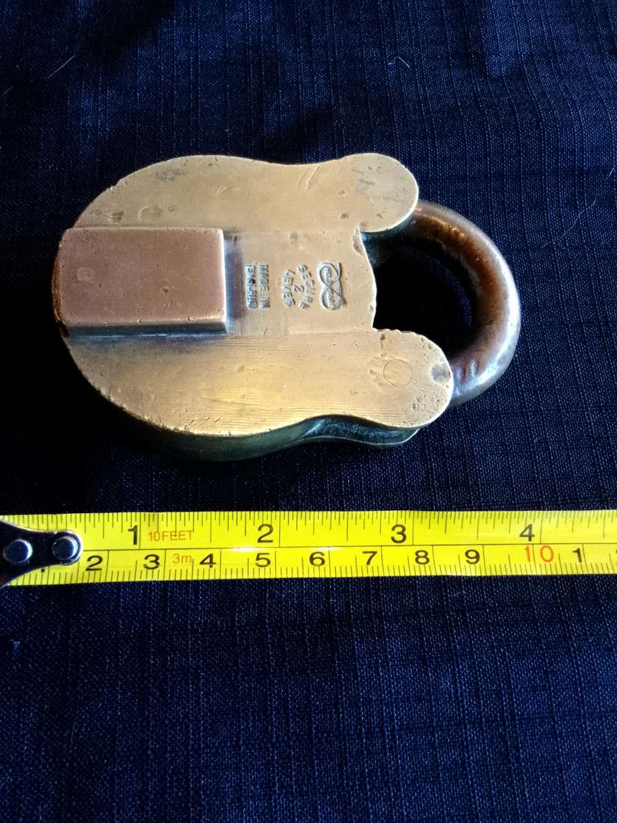 Beautiful Vintage Heavy Solid Brass HoldFast Secure - Level Two Padlock With Key - Made In England