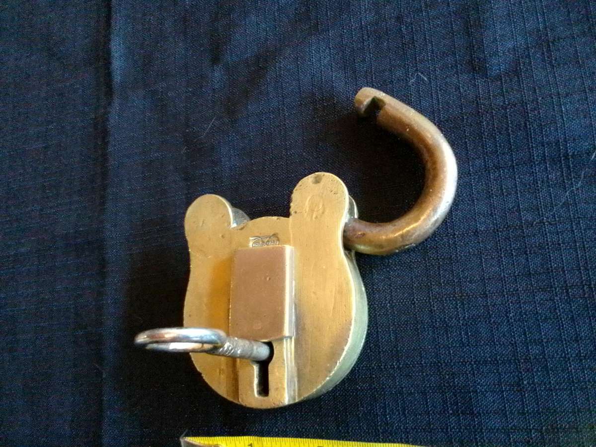 Beautiful Vintage Heavy Solid Brass HoldFast Secure - Level Two Padlock With Key - Made In England