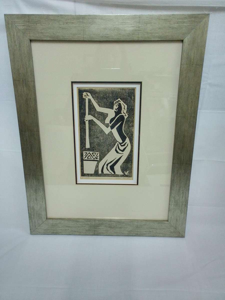 Stunning Linocut SA Artist Maurice Van Essche - 1906-1977 -Nude -Signed in Pencil - L 61 X 47.5