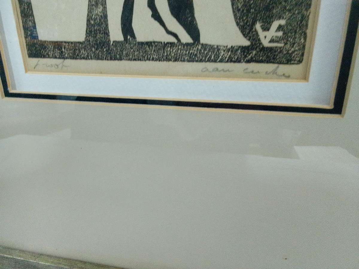 Stunning Linocut SA Artist Maurice Van Essche - 1906-1977 -Nude -Signed in Pencil - L 61 X 47.5