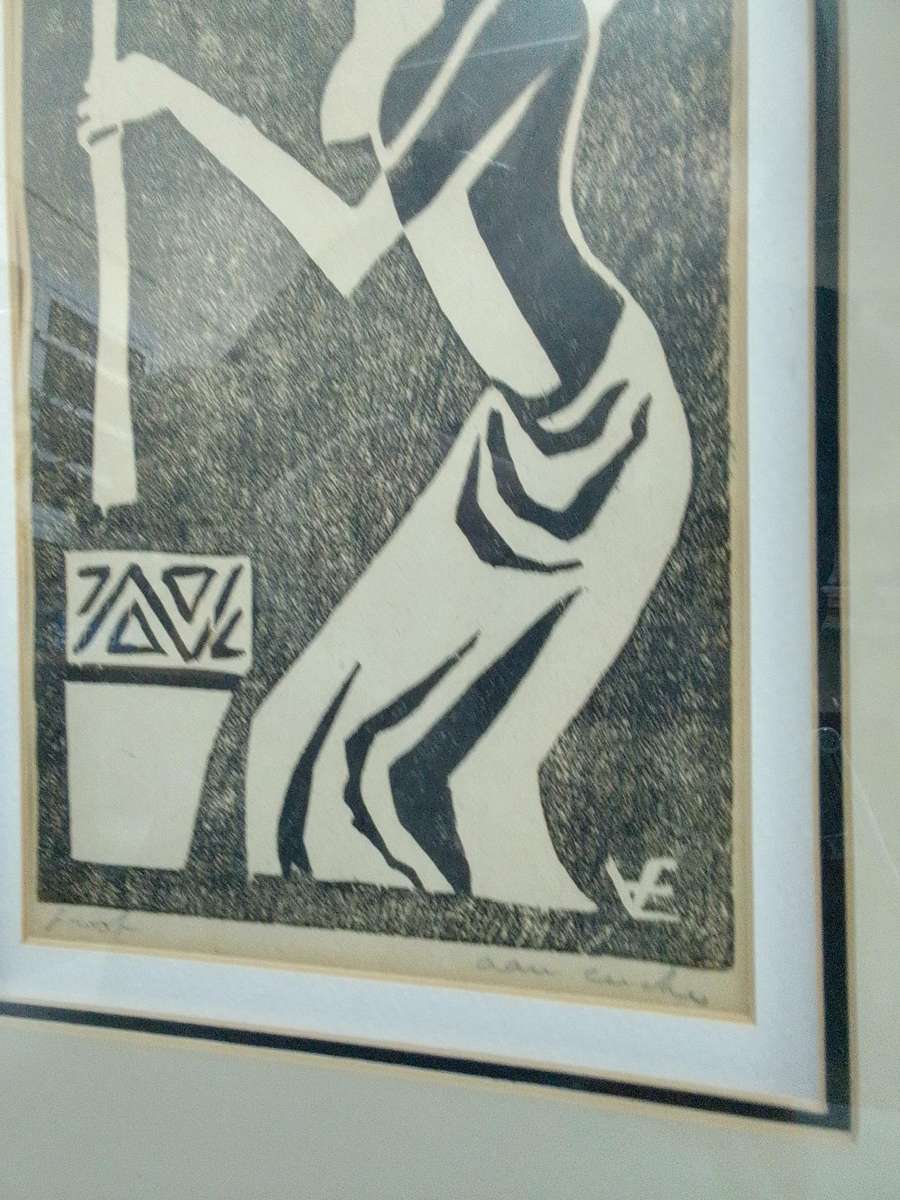 Stunning Linocut SA Artist Maurice Van Essche - 1906-1977 -Nude -Signed in Pencil - L 61 X 47.5