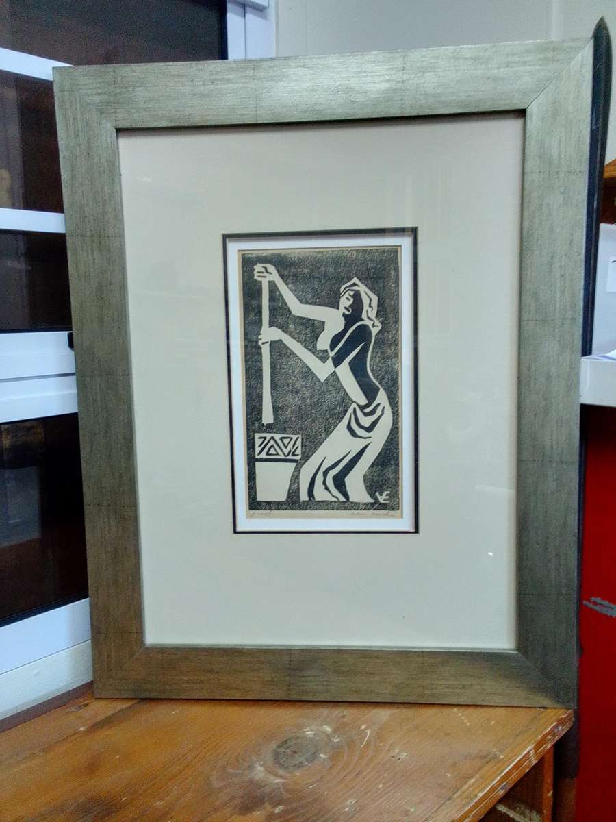 Stunning Linocut SA Artist Maurice Van Essche - 1906-1977 -Nude -Signed in Pencil - L 61 X 47.5