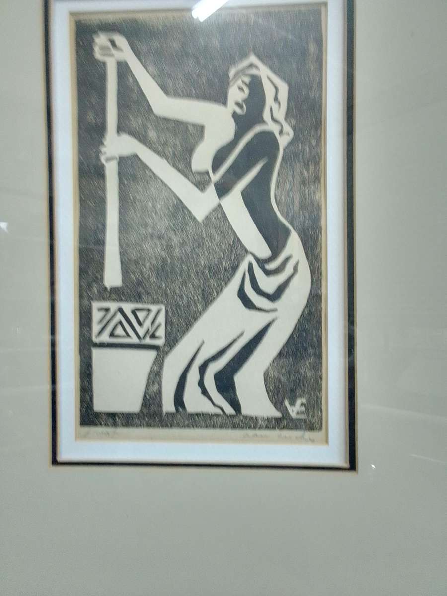 Stunning Linocut SA Artist Maurice Van Essche - 1906-1977 -Nude -Signed in Pencil - L 61 X 47.5
