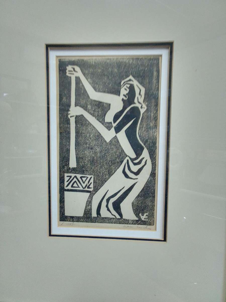 Stunning Linocut SA Artist Maurice Van Essche - 1906-1977 -Nude -Signed in Pencil - L 61 X 47.5