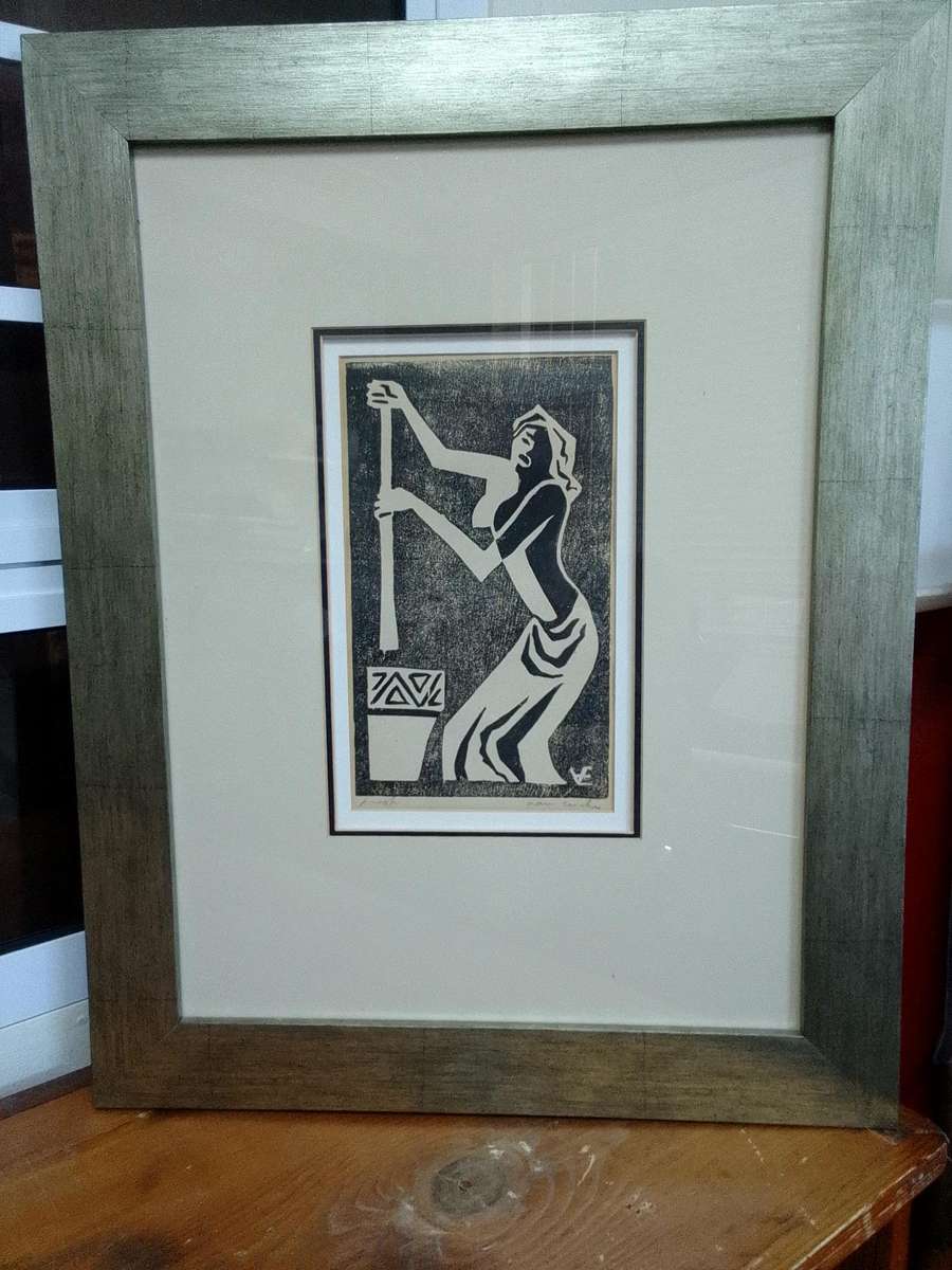 Stunning Linocut SA Artist Maurice Van Essche - 1906-1977 -Nude -Signed in Pencil - L 61 X 47.5
