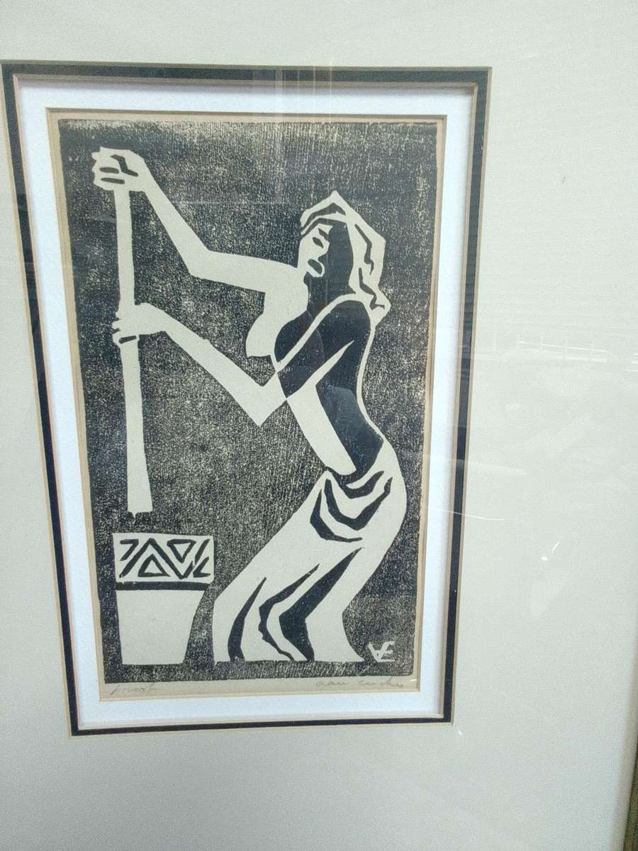 Stunning Linocut SA Artist Maurice Van Essche - 1906-1977 -Nude -Signed in Pencil - L 61 X 47.5