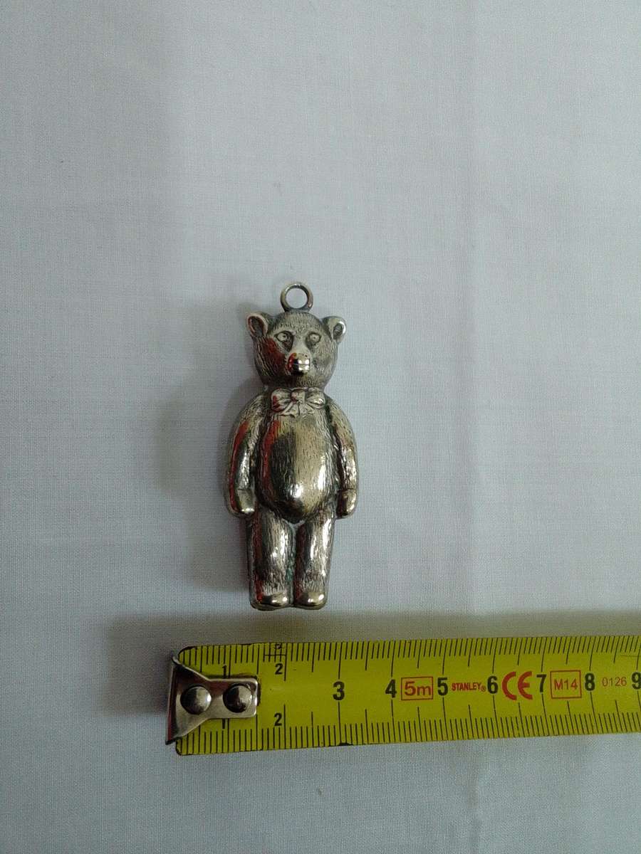Beautiful Vintage Sliver Plated E.P.N.S Teddy Bear Rattle Pendant - Good Condition