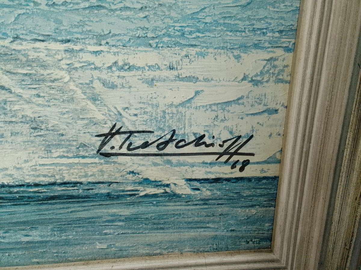 Signed 1962 Vintage Retro Print Of International Artist Vladimur Trenchikoff 1913-2006-Neck To Neck