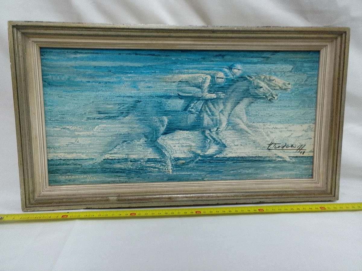 Signed 1962 Vintage Retro Print Of International Artist Vladimur Trenchikoff 1913-2006-Neck To Neck