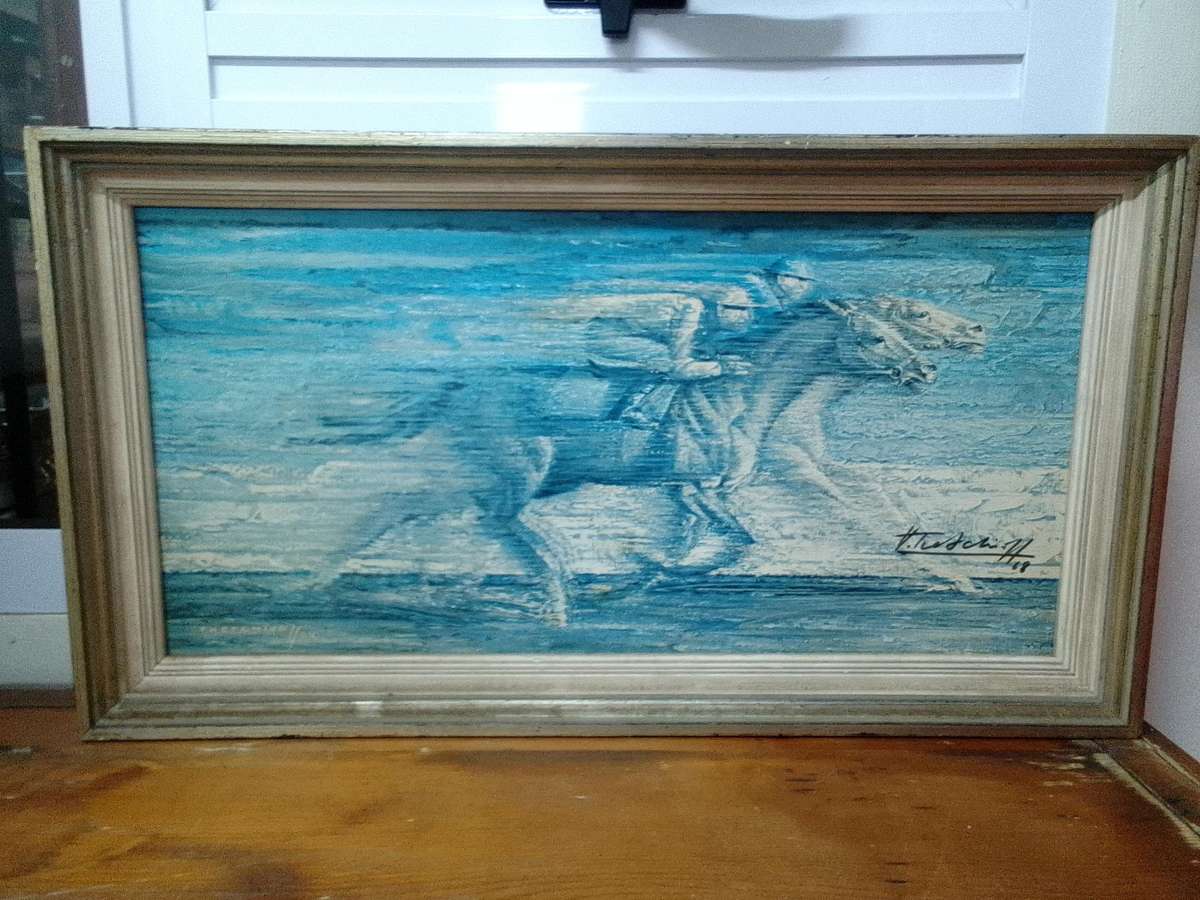 Signed 1962 Vintage Retro Print Of International Artist Vladimur Trenchikoff 1913-2006-Neck To Neck