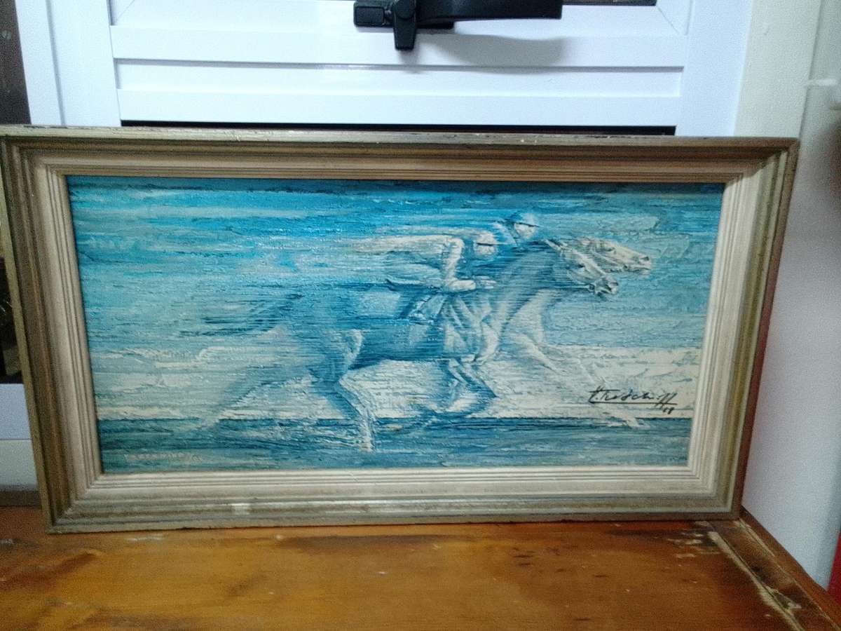 Signed 1962 Vintage Retro Print Of International Artist Vladimur Trenchikoff 1913-2006-Neck To Neck