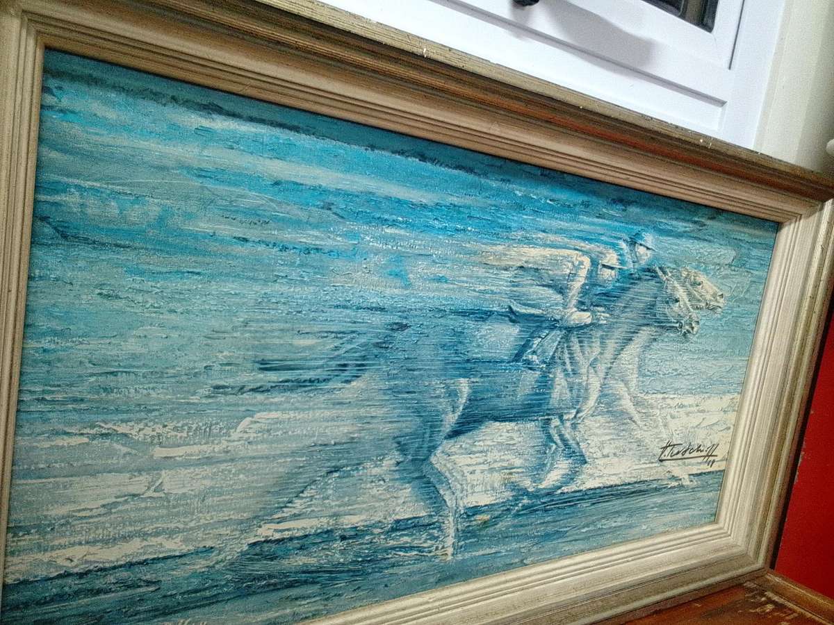 Signed 1962 Vintage Retro Print Of International Artist Vladimur Trenchikoff 1913-2006-Neck To Neck