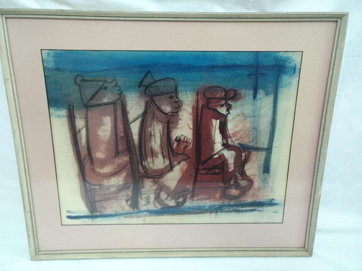 Stunning Frans Claerhout 1919 -2006 -SA Artist - Mixed Media Painting- Three men-Excellent Condition