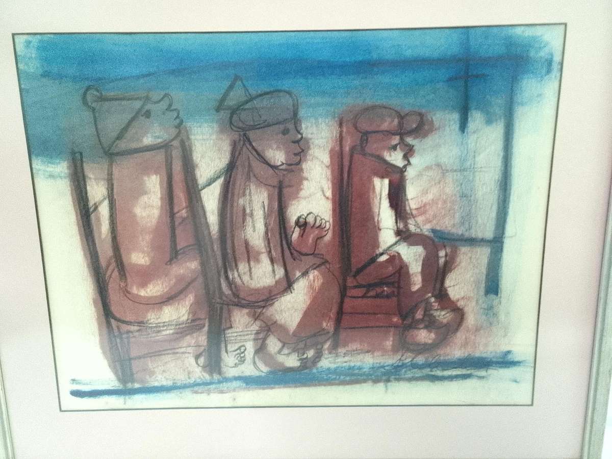 Stunning Frans Claerhout 1919 -2006 -SA Artist - Mixed Media Painting- Three men-Excellent Condition
