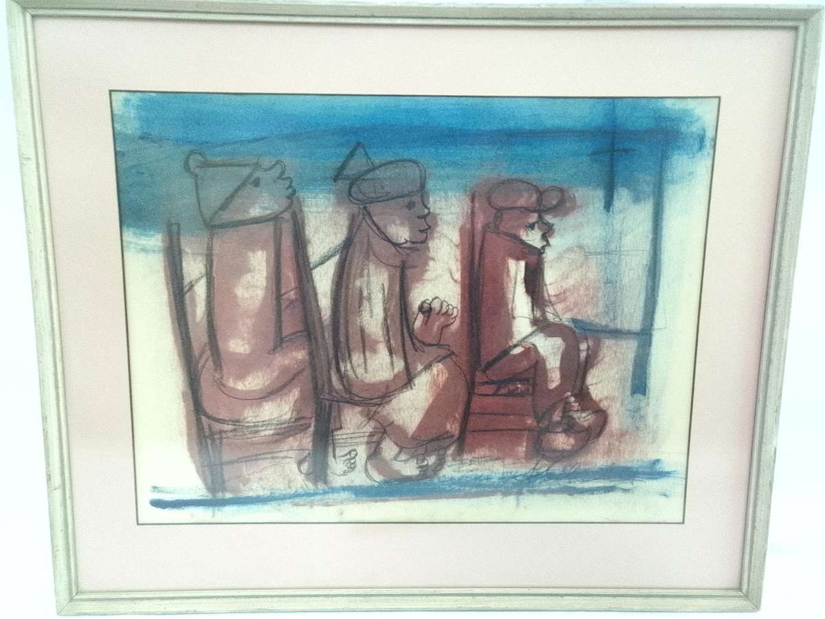 Stunning Frans Claerhout 1919 -2006 -SA Artist - Mixed Media Painting- Three men-Excellent Condition