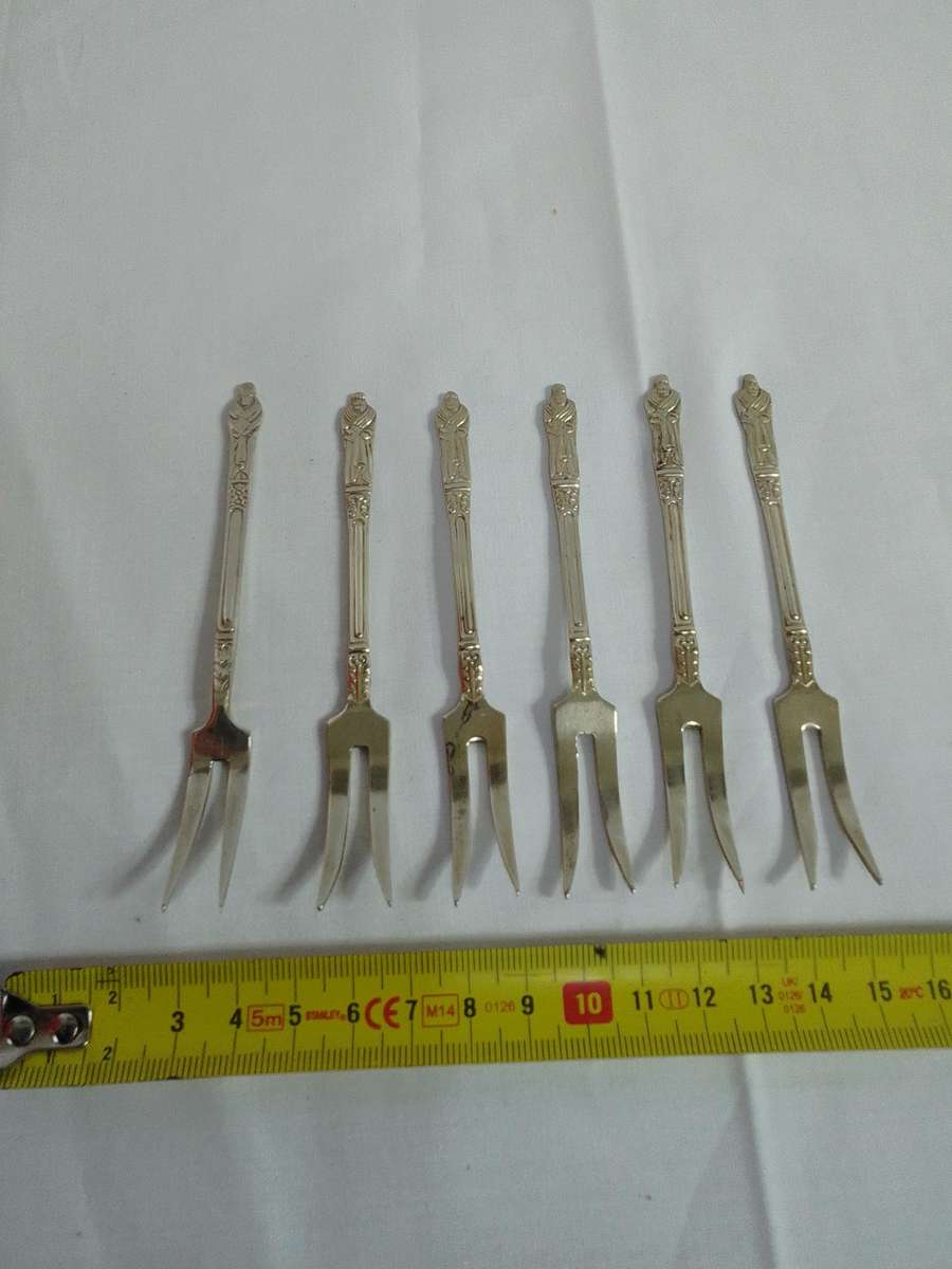 Vintage Collection Of Six Silver Plated EPNS Apostle Pickle Forks - Good Condition