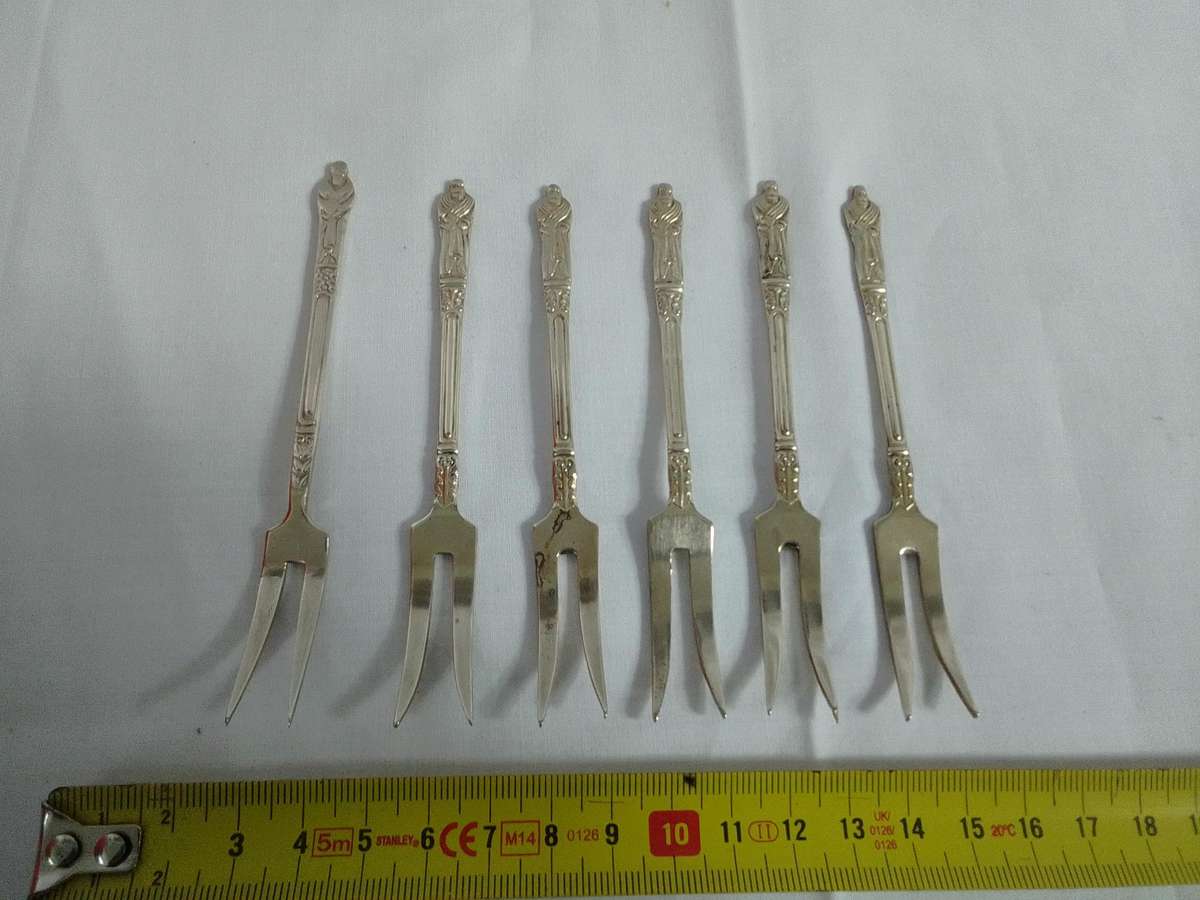 Vintage Collection Of Six Silver Plated EPNS Apostle Pickle Forks - Good Condition