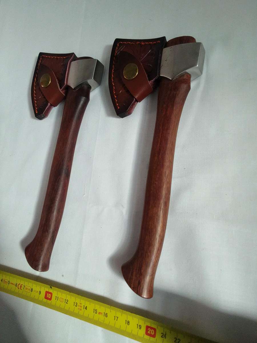 Stunning Two Mini Hatchets Axes With Leather Sheaths - Excellent Condition