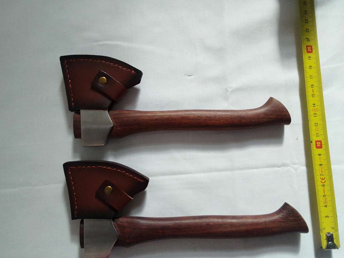 Stunning Two Mini Hatchets Axes With Leather Sheaths - Excellent Condition