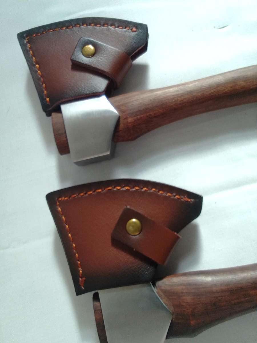 Stunning Two Mini Hatchets Axes With Leather Sheaths - Excellent Condition