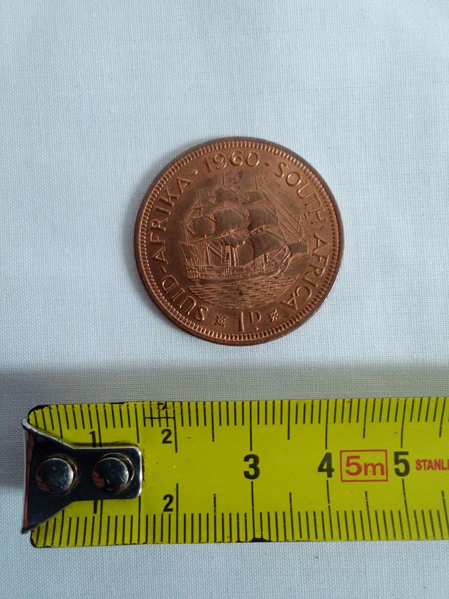 1960 Suid Afrika / South Africa 1D One Penny Coin - Good Condition