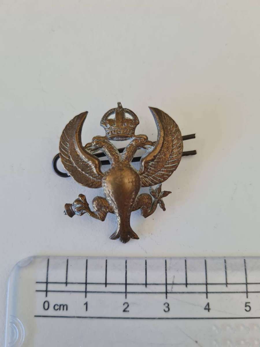 Lanarkshire Yeomanry Cap Badge  Double-Headed Eagle, Kings Crown (British Army)