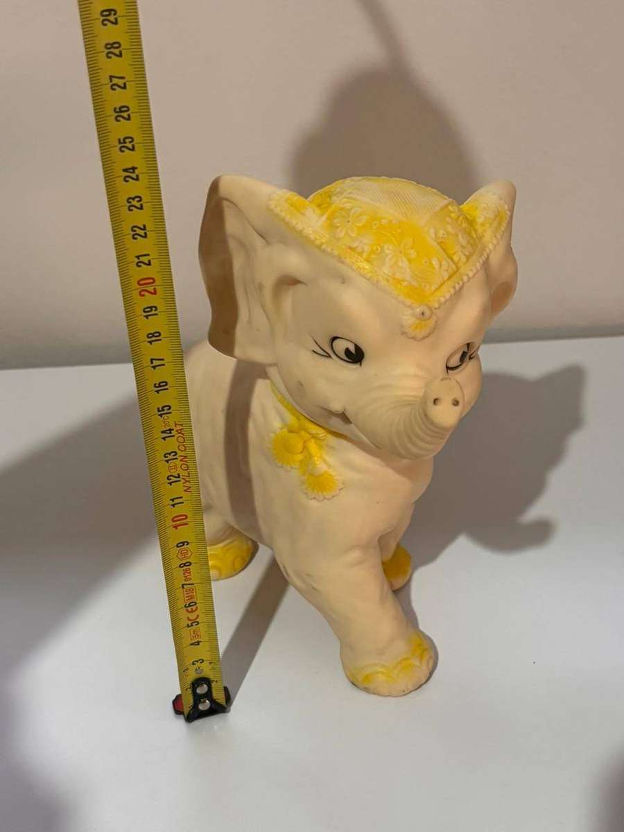 Vintage 1960's Edward Mobley Co Turning Head Elephant Squeaky Toy in Played Condition