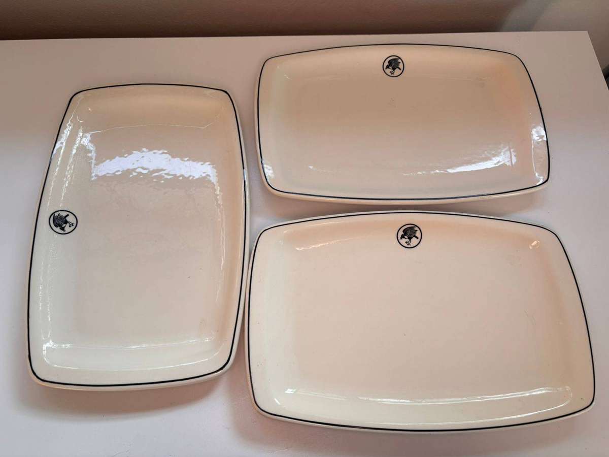 3X South African Army 201 Battalion White Rectangular Serving Platters