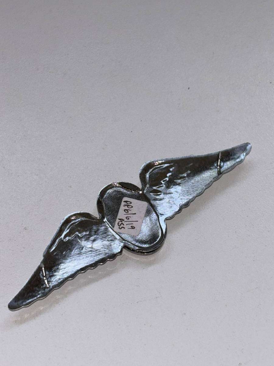 SADF Parachute Free Fall Instructor Wings Badge. Chrome and Enamel. (9.5cm)