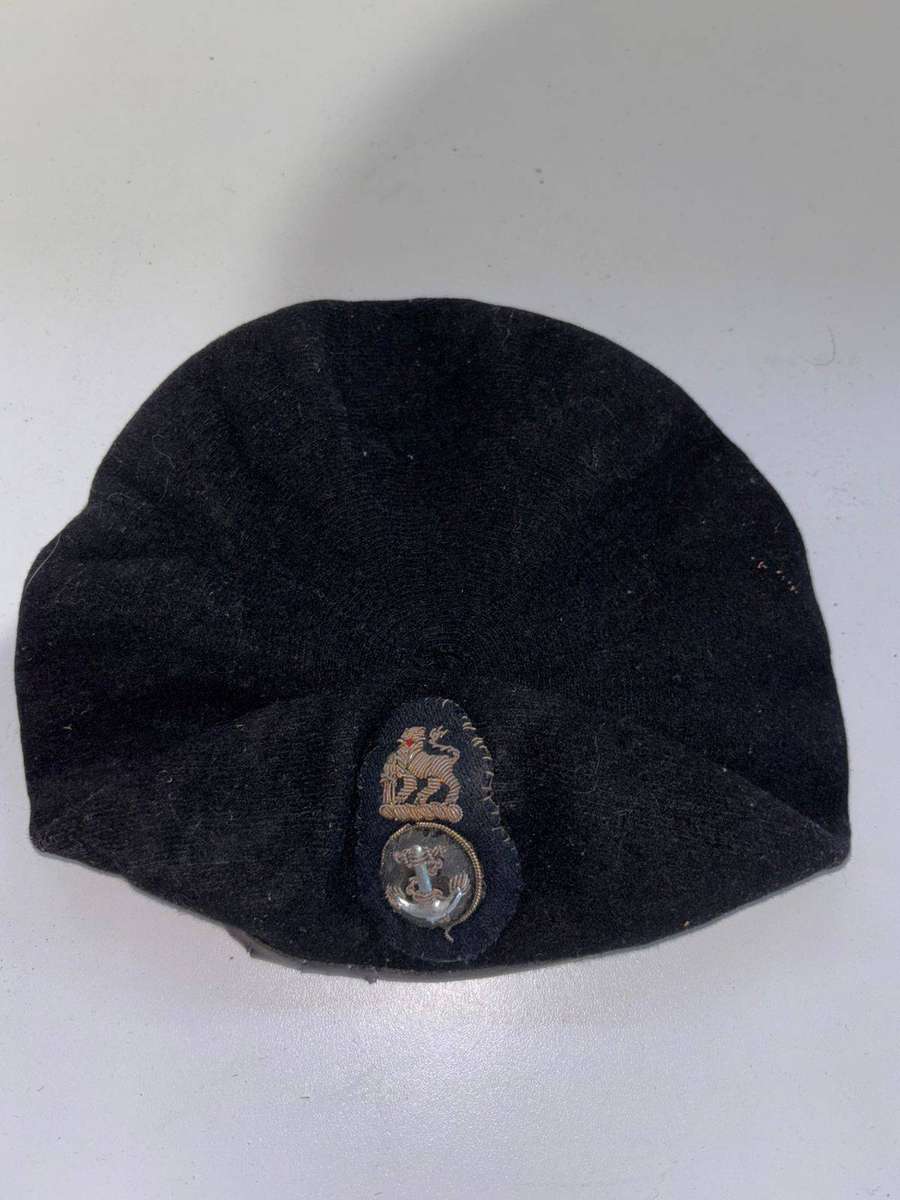 South African Navy Beret Featuring an Embroidered Bullion Cap Badge