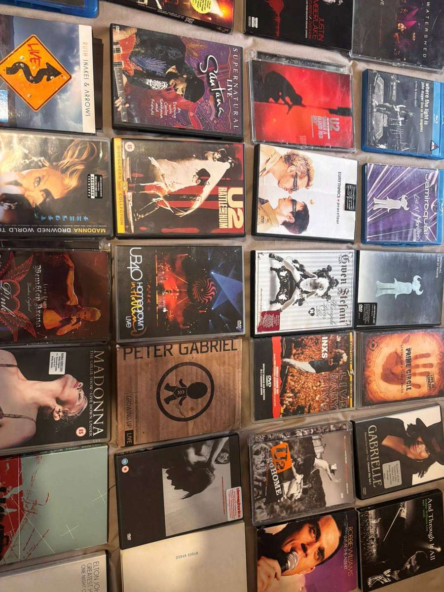 Collection of Music DVDs and Blu-Rays from Various Artists