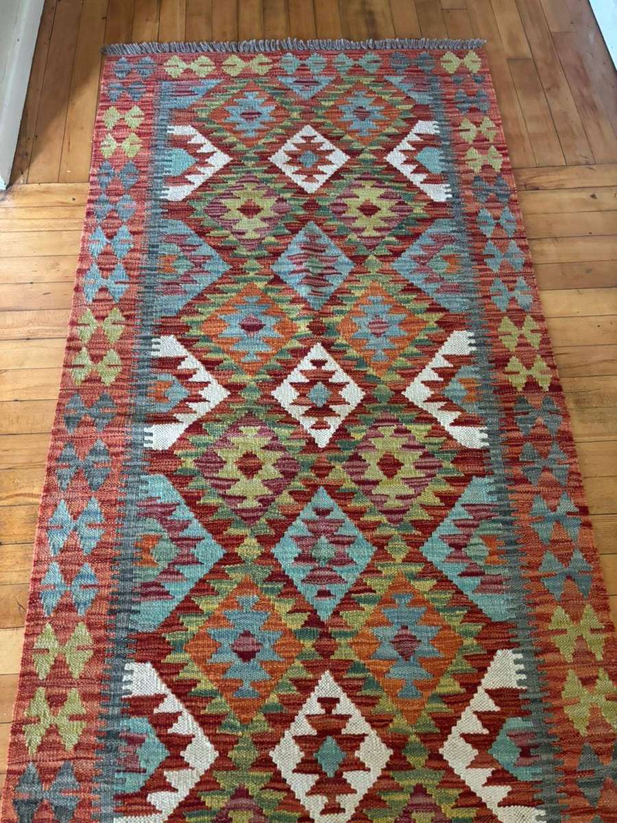 Beautiful Handwoven Kilim Runner Carpet-202cm X 88cm in Excellent Condition