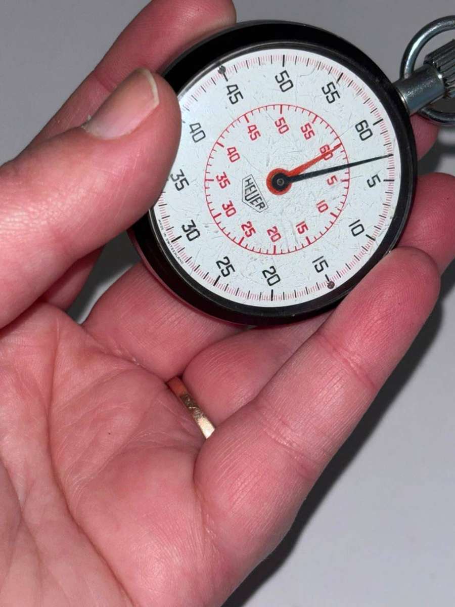 Vintage 1980 Heuer Mechanical Stopwatch in Working Condition