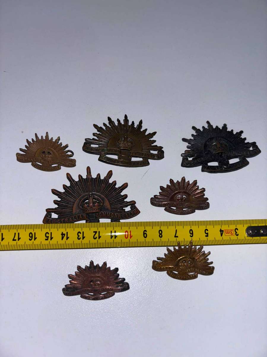 Vintage Australian Army "Rising Sun" Hat Badges (7X Badges)