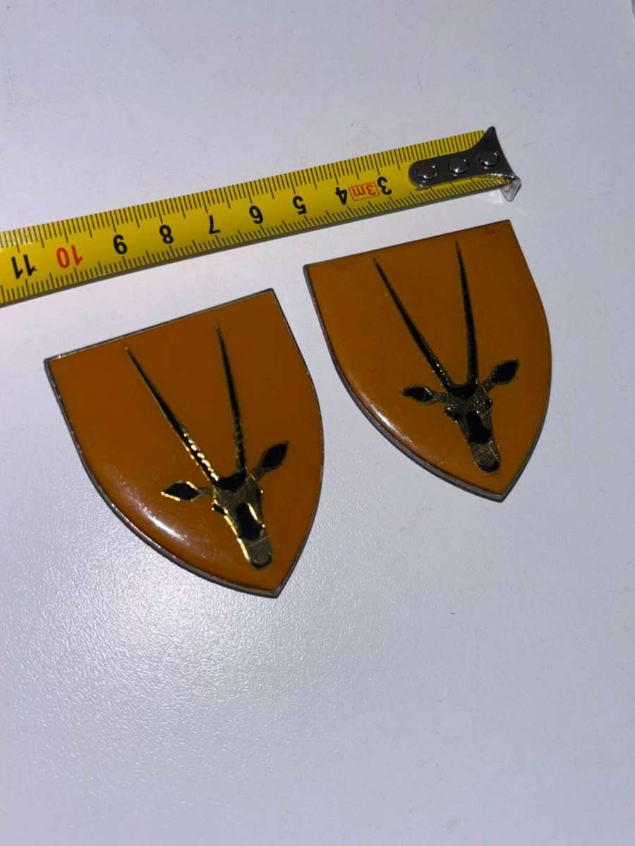 SADF 8 South African Infantry Battalion Metal Shoulder Flash Badges pins intact