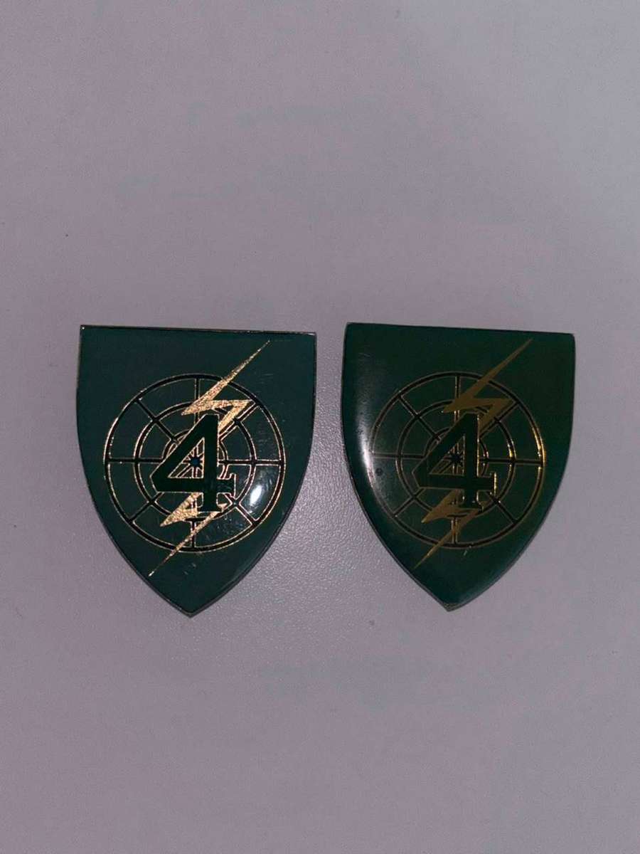 South African Defence Force 4 Electronic Workshop Shoulder Badges. pins intact