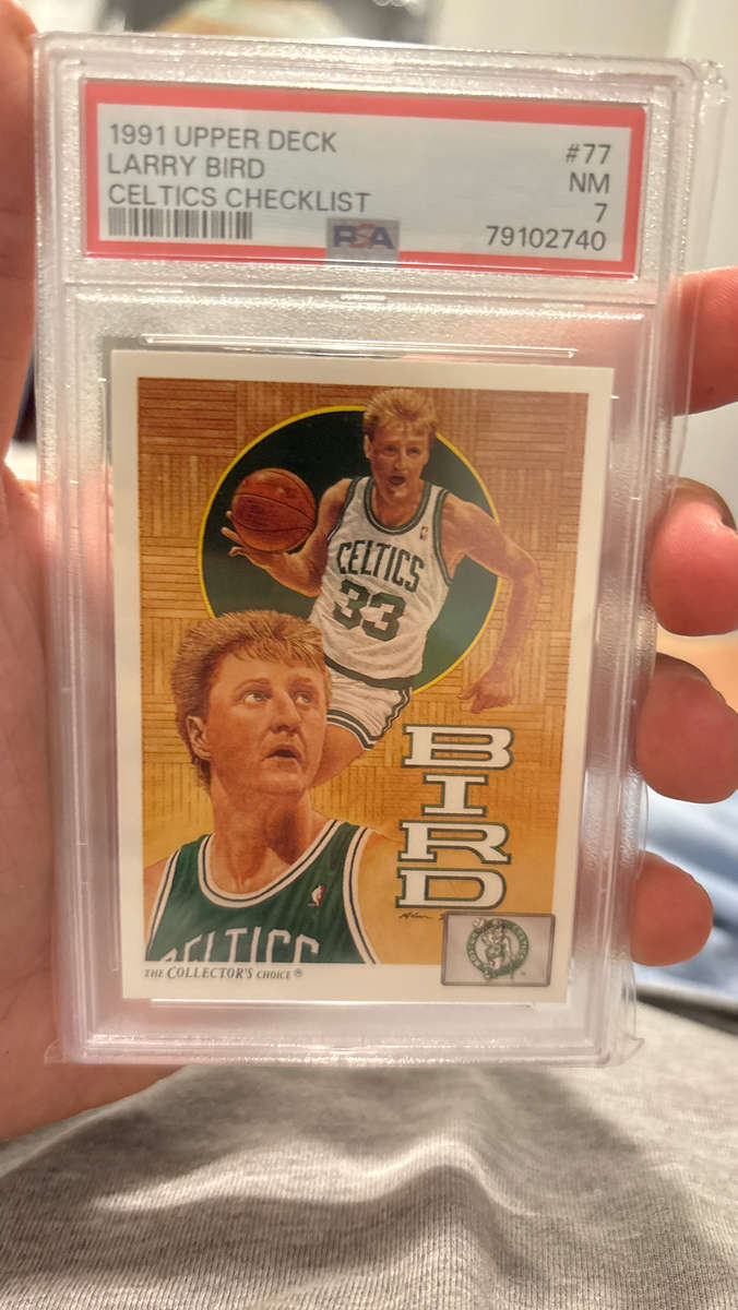 Graded 1991 Upper Deck #77 - LARRY BIRD - CELTICS CHECKLIST - PSA 7