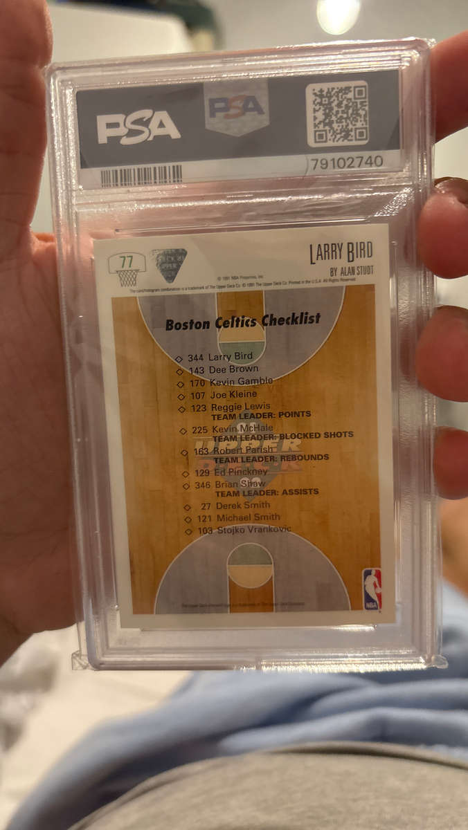 Graded 1991 Upper Deck #77 - LARRY BIRD - CELTICS CHECKLIST - PSA 7