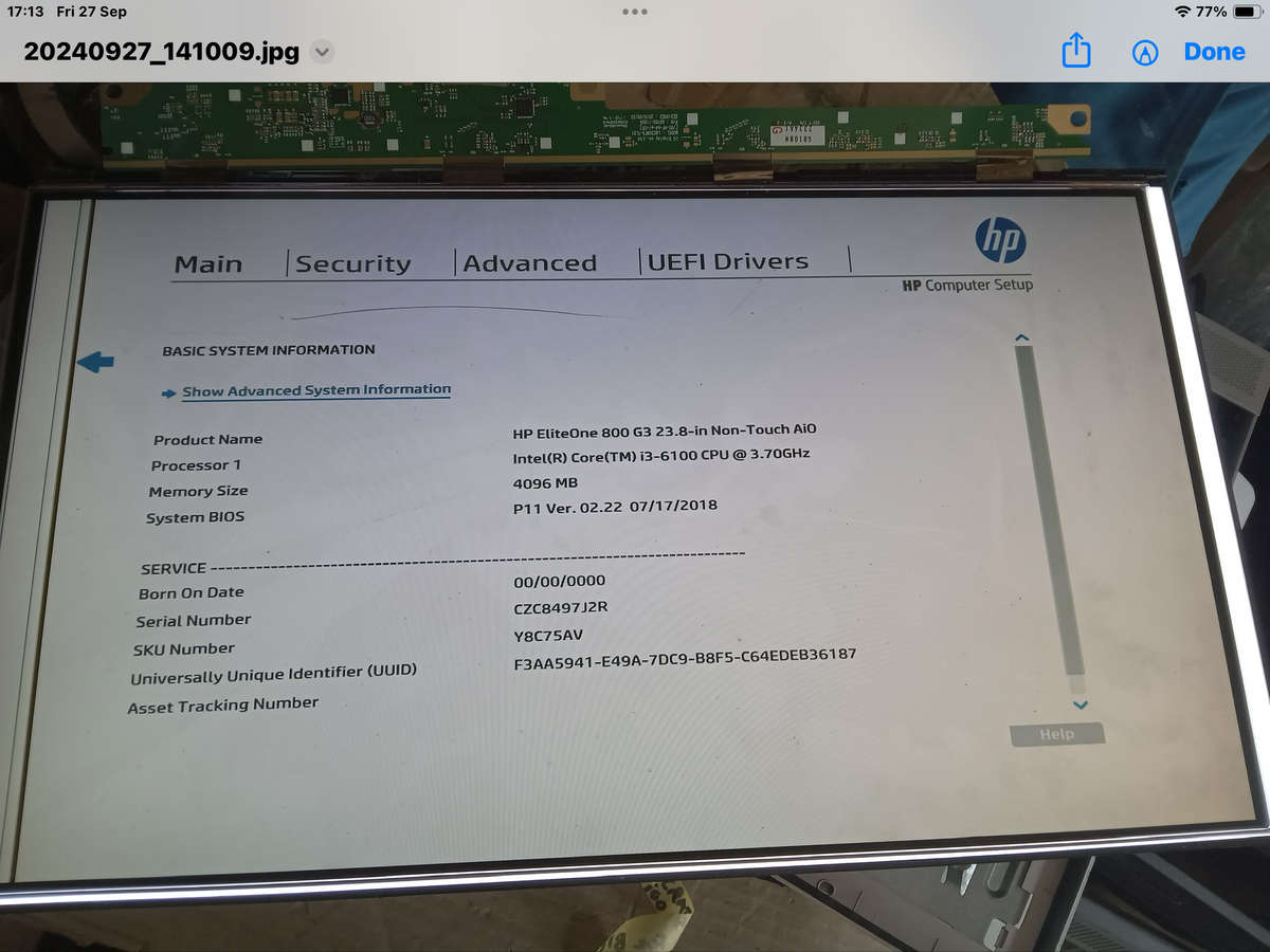 Hp EliteOne 800 G3 spares