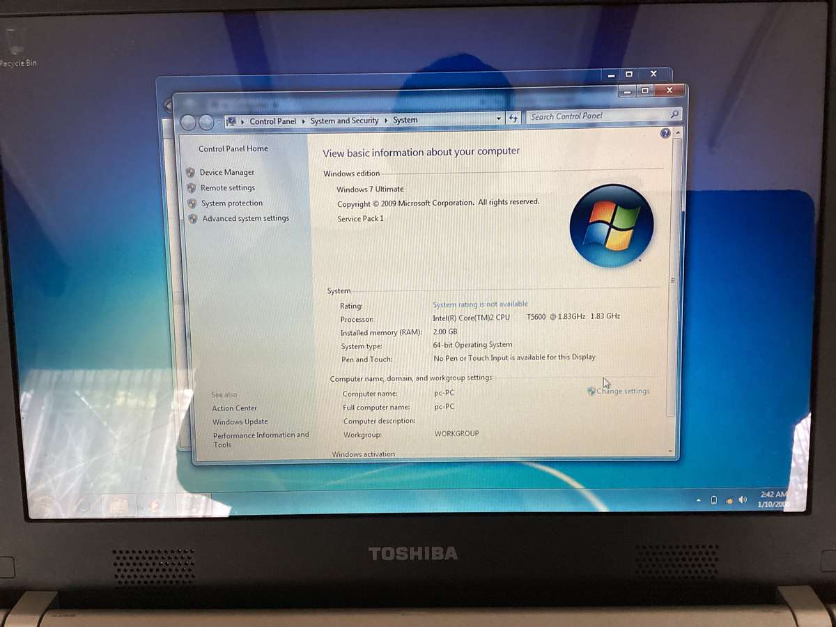 Toshiba u200 duo laptop