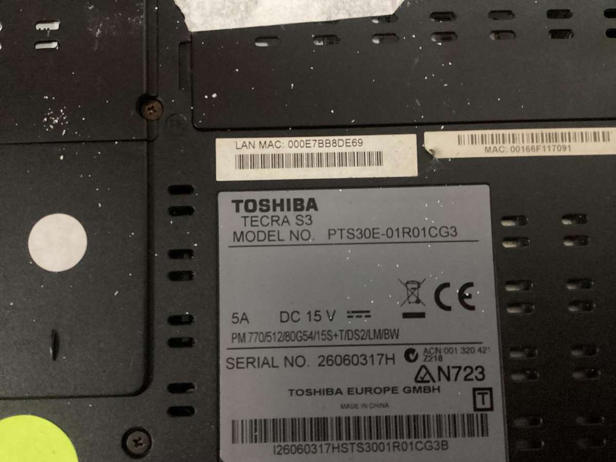 Toshiba laptop for spares / repair